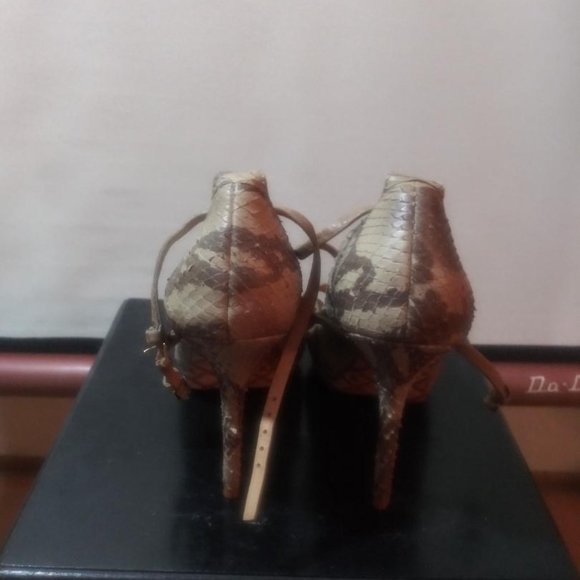 L.A.M.B Strappy Animal Print Leather Heels - Picture 3 of 4